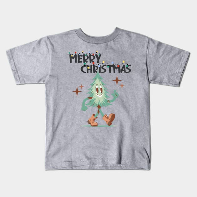 Festive Frolic: Walking Christmas Tree Kids T-Shirt by zsay